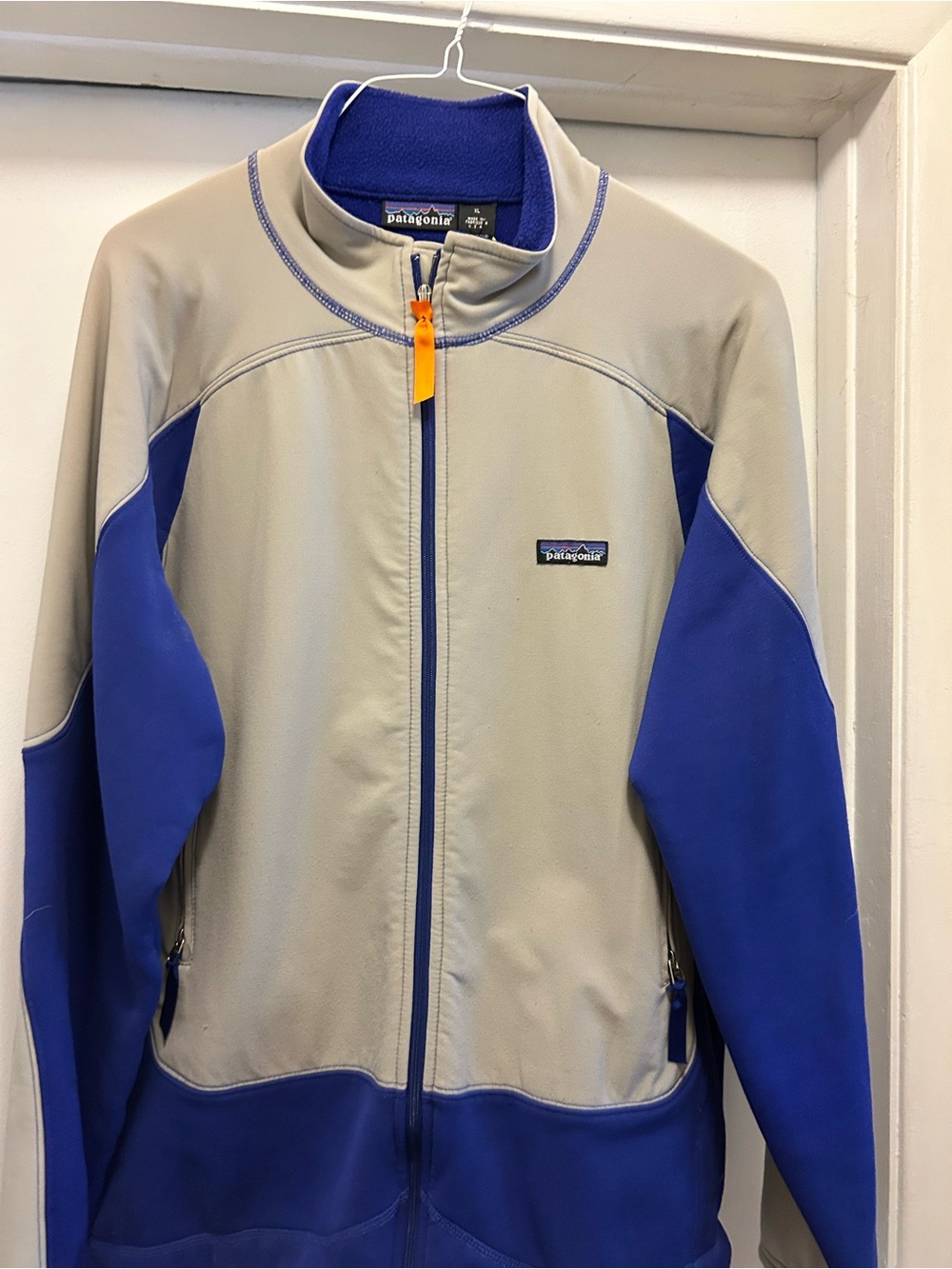Vintage Patagonia Men's Two-Tone Blue and Gray Full-Zip Jacket-SixeXL